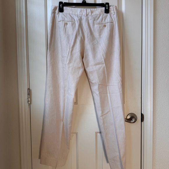 Theory Beige Neutral Linen-Virgin Wool blend straight leg pants size 10 - Picture 8 of 10
